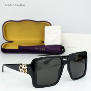 BRAND NEW Gucci GG1692S 001 Black Grey Square Women Sunglasses GG 1692S